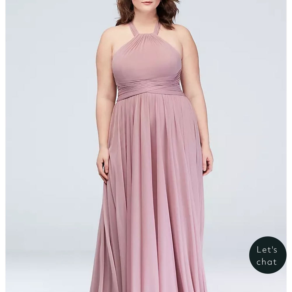 David's Bridal Dusty Rose Halter Maxi Dress